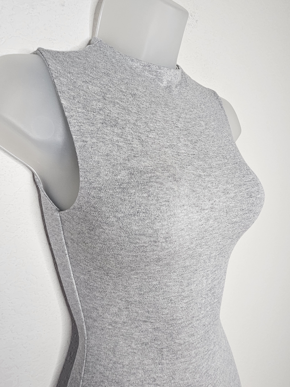 NWT Naked Wardrobe Heather Grey Sleeveless Jumpsuit Mock Neck Bodycon XS - Picture 6 of 10